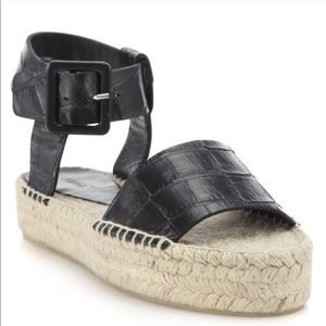 Vince Edina Black Croc Embossed Black Leather